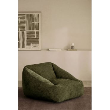 Thiago Gestoffeerde Poefstoel ↔︎ 110 Cm & Chenille Sage Green - Sklum