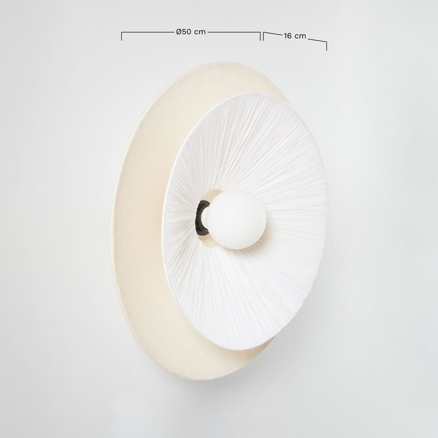 Aislin raffia wandlamp Ø50 cm, AFMETINGEN