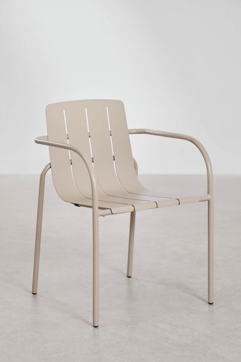 Stapelbare set van 2 tuinstoelen met armleuningen van staal Isoria