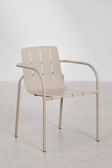 Stapelbare set van 2 eetkamerstoelen met armleuningen van staal Isoria