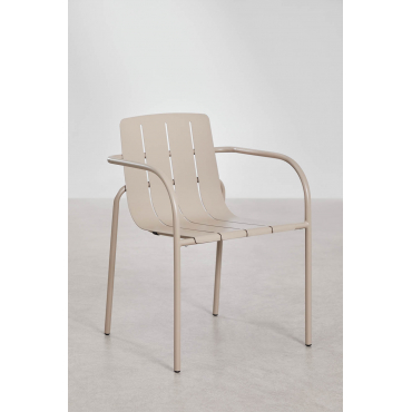 Stapelbare Set Van 2 Eetkamerstoelen Met Armleuningen Van Staal Isoria Moka Bruin - Sklum