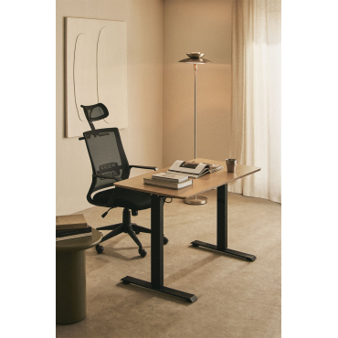 Elektrisch Verstelbaar Rechthoekig Bureau Met Geheugenfunctie Van Hout En Ijzer Serpi Eikenhout & ↔︎ 120 Cm & Zwart - Sklum