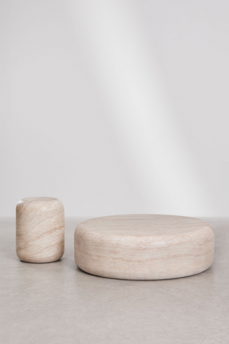 Set van 2 ronde salontafels van cement Fonelas