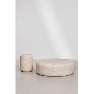 Set Van 2 Ronde Salontafels Van Cement Fonelas Look Travertino - Sklum