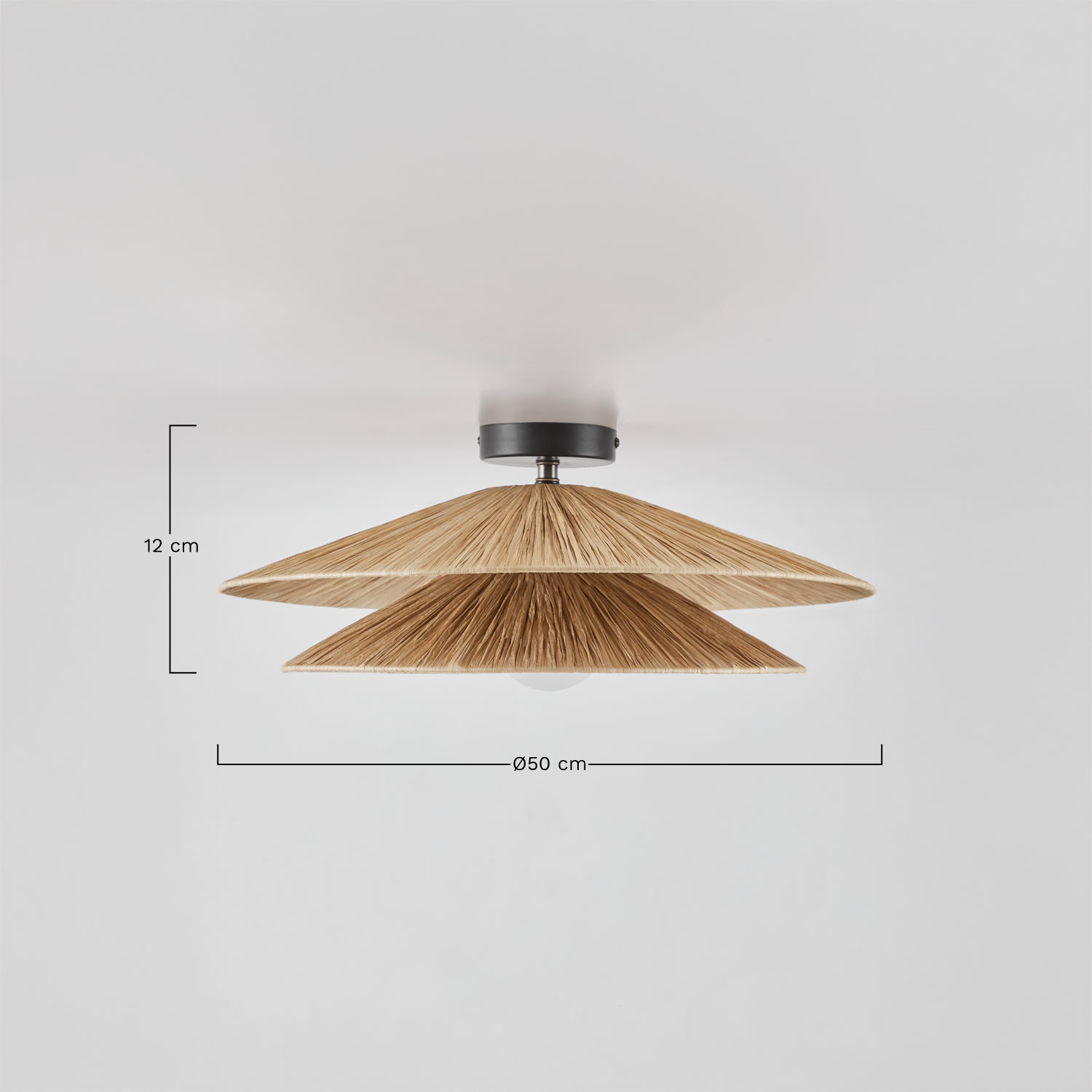 Plafondlamp Ø50 cm in raffia Aislin, AFMETINGEN