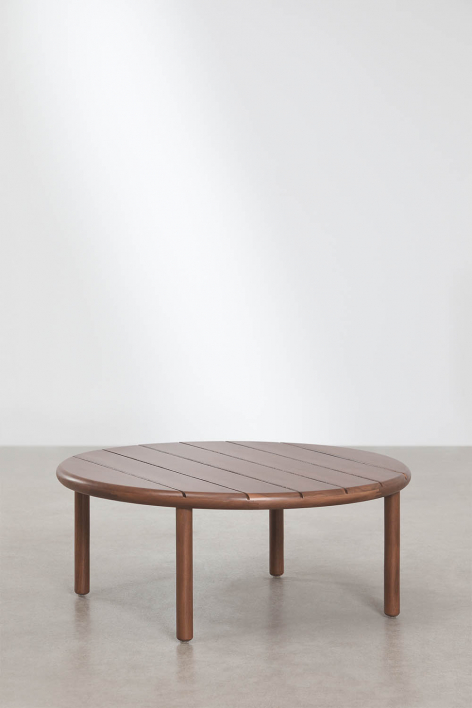 Ronde salontafel voor de tuin van acaciahout Olivia - Donker Acaciabruin
