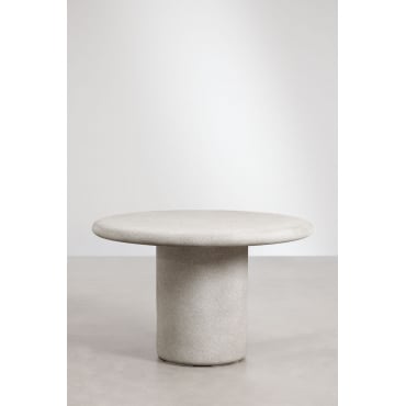 Ronde Eettafel Van Cement Emiria Ø120 Cm & Zand Grijs - Sklum