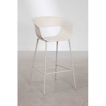 Alanys Hoge Tuinstoel Van Polypropyleen En Staal Steen Wit & ↑75 Cm - Sklum