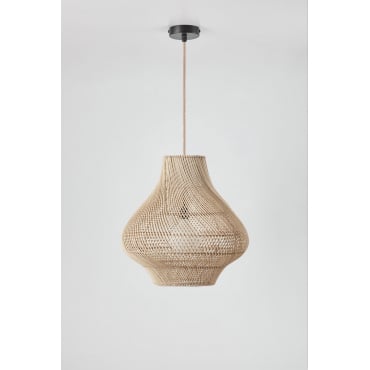 Hanglamp Voor Buiten Van Rotan Magali Natuurlijk - Zwart & Ø50 Cm - ↑50 Cm Magali - Sklum