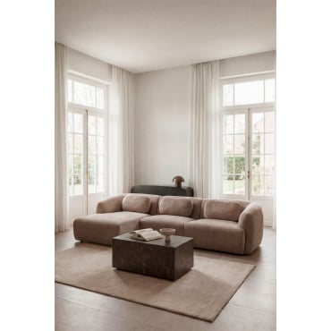 3-delige Linker Chaise Longue Modulaire Bank In Chenille Coquette Chenille Bruin Wheat - Sklum