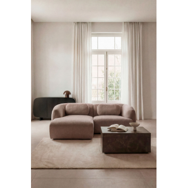 2-delige Linker Modulaire Chaise Longue Bank In Chenille Coquette Chenille Bruin Wheat - Sklum