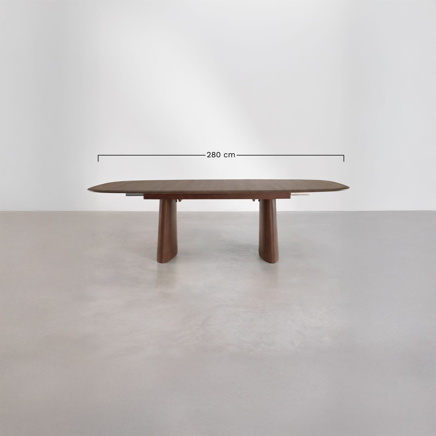 Uitklapbare ovale eettafel van MDF en essenfineer Nuveta, AFMETINGEN