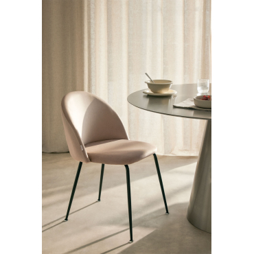 Kana Design Fluwelen Eetkamerstoel Bruin - Tarwe & Zwart - Sklum