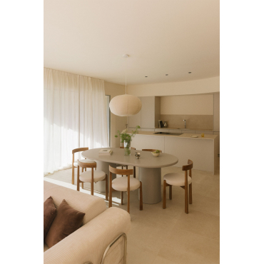 Ovale Eettafel 200x100 Cm In Mdf Rodeo Tapioca Beige - Sklum