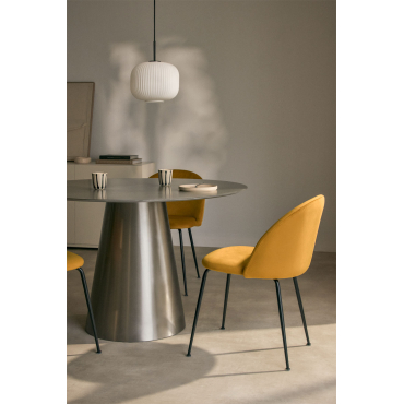 Set Van 2 Eetkamerstoelen In Fluweel Kana Design Mostaza & Zwart - Sklum