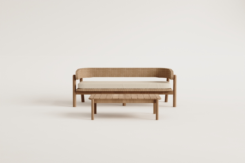Tuinset met 3-zitsbank en salontafel van acaciahout Ribeira