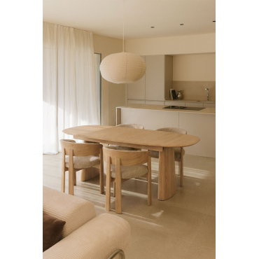 Uitklapbare Ovale Eettafel Van Mdf En Essenfineer Nuveta Natuurlijk Hout & 180-240x110 Cm - Sklum