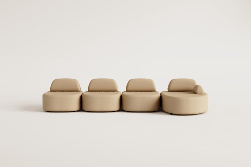 Rechte 4-delige modulaire chaise longue bank Giorgia bekleed