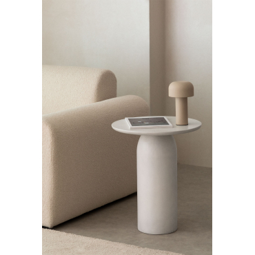 Ronde Bijzettafel Ø45 Cm In Cement Layana Wit - Sklum