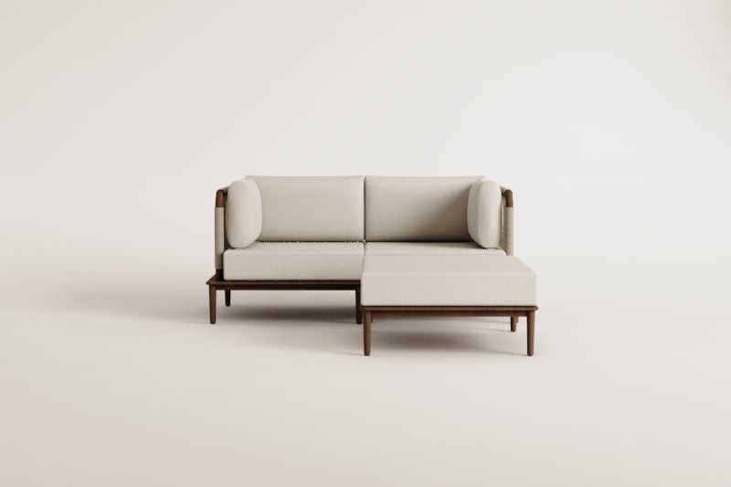 Giulia 2-delige modulaire tuinbank met 2 hoekfauteuils en poef in acacia