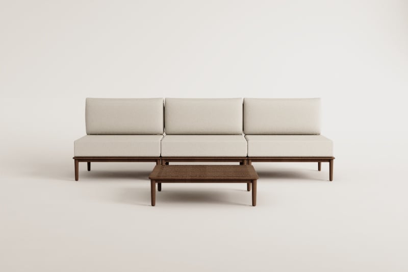 Giulia modulaire 3-delige zitbankset met salontafel in acacia