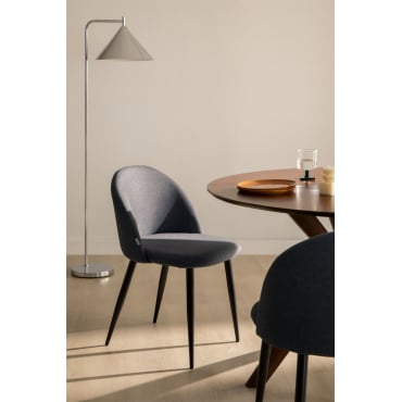 Kana Gestoffeerde Eetkamerstoelen En Stalen Frame, Set Van 4 Zwart & Linnen Grijs – Antraciet - Sklum