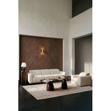 Woonkamerset Met Elektrische En Verstelbare 3-zitsbank En Fauteuil In Chenille Sirex Stof Chenille Beige – Crème - Sklum