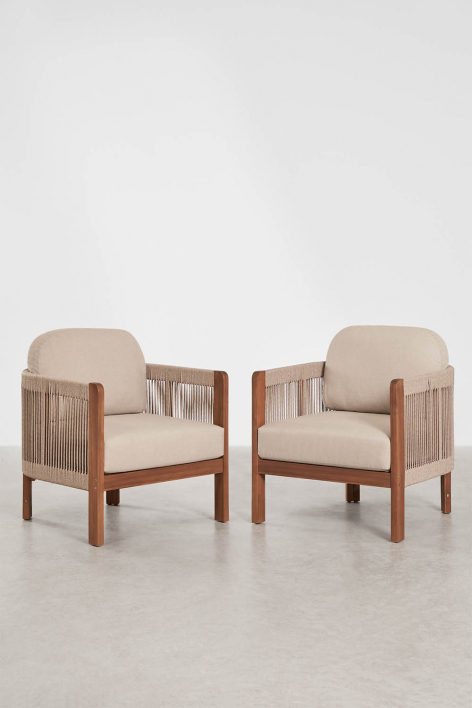 Set van 2 tuinstoelen in acaciahout en gevlochten Serel-touw