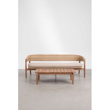 Tuinset Met 3-zitsbank En Salontafel Van Acaciahout Ribeira Acacia Bruin - Sklum