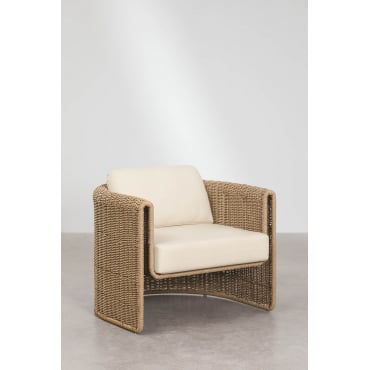 Lina Fauteuil Van Staal En Synthetisch Riet Stof Gardenia Wit - Sklum