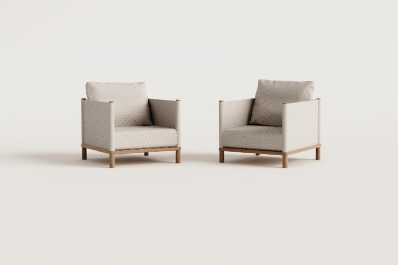 Set van 2 fauteuils van acaciahout Olivia