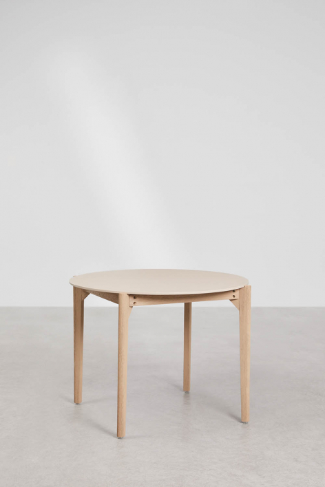 Ronde eettafel Ø100 cm in beton en acaciahout Xajul - Lichte acaciekleur