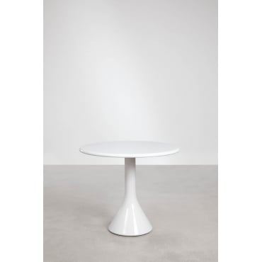 Melody Ronde Tuintafel, Ø90 Cm, Gemaakt Van Cement En Glasvezel Wit - Sklum