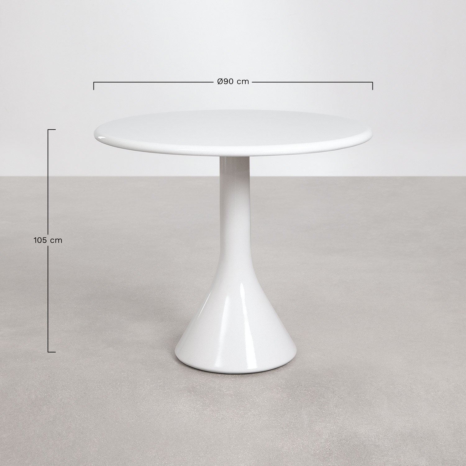 Melody ronde tuintafel, Ø90 cm, gemaakt van cement en glasvezel, AFMETINGEN