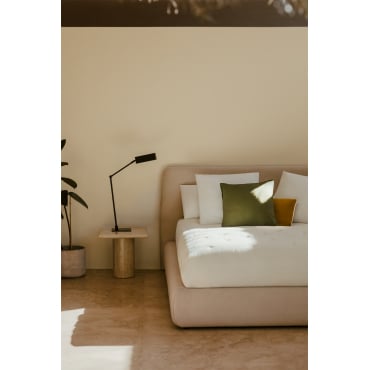 Bed Met Opklapbare Gestoffeerde Opbergruimte Norena Chenille Crème Beige & 180 X 200 Cm - Sklum