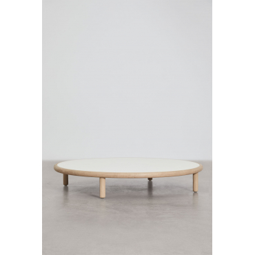 Ronde Salontafel Voor De Tuin Van Acaciahout Olivia Beige - Semoline - Lichte Acaciekleur & Ø100 Cm - Sklum