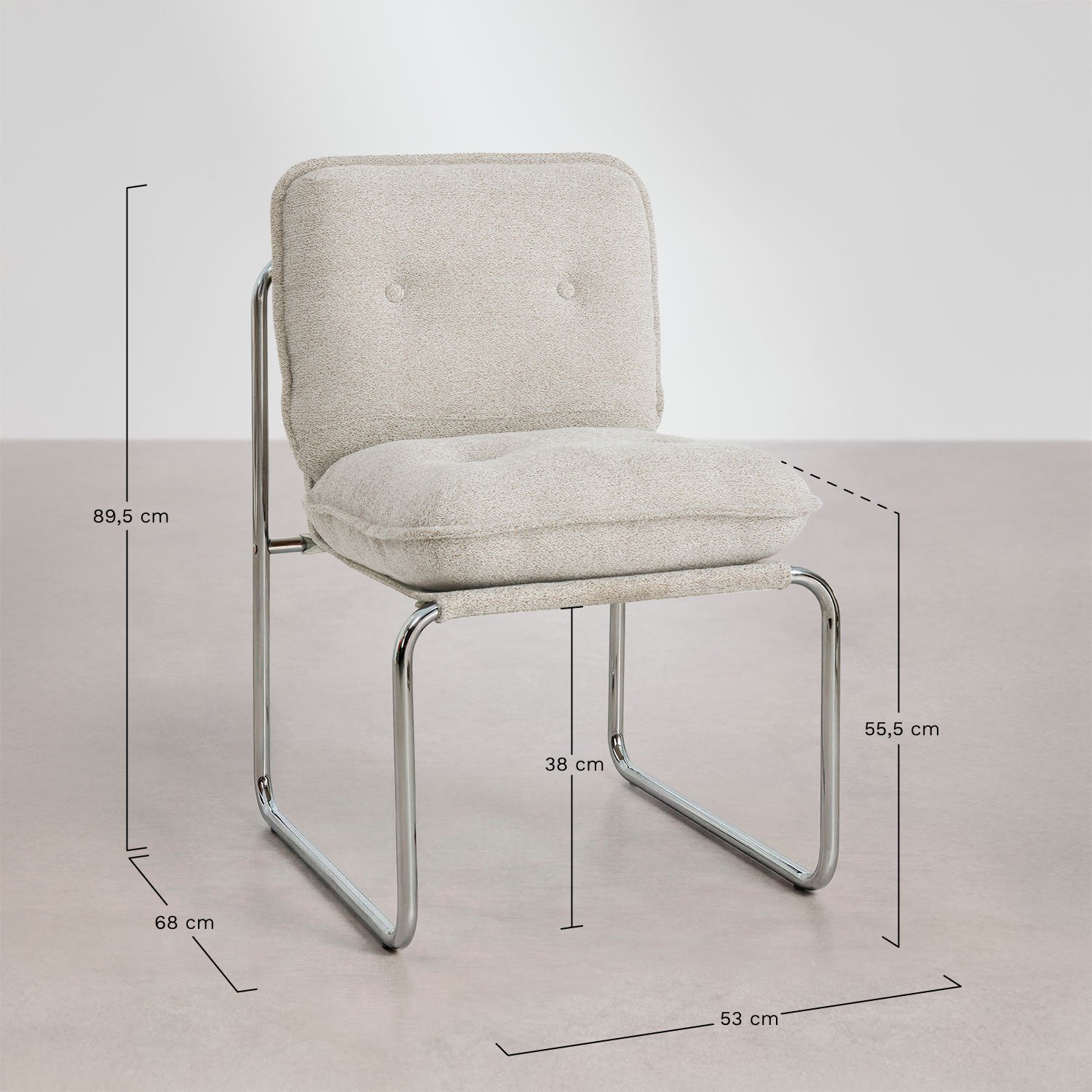 Set van 4 gestoffeerde eetkamerstoelen Matilda, AFMETINGEN