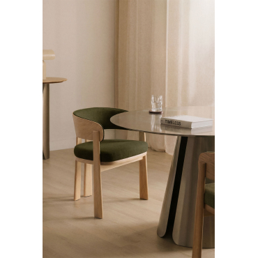Set Van 2 Eikenhouten Eetkamerstoelen Met Bekleding Olea Signature Eikenhout & Chenille Sage Green - Sklum