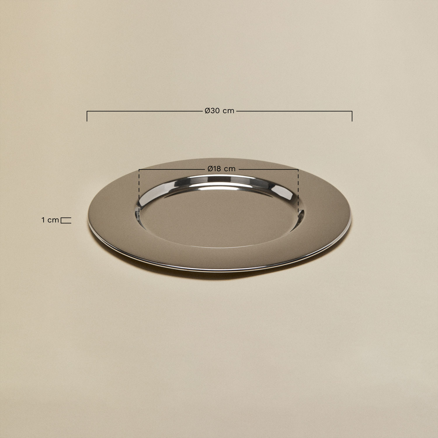 Bandeja Ø30 cm van roestvrij staal Kirsh, AFMETINGEN