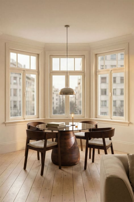 Ronde eettafel Ø130 cm in gehard glas Mariana