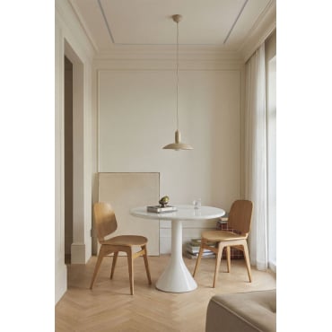 Ronde Keuken Tafel Ø90 Cm In Cement En Glasvezel Melody Wit - Sklum