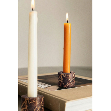 Set Van 2 Kandelaars Van Natuurlijk Seravento-steen Rood Marmer Cherry Gold - Sklum