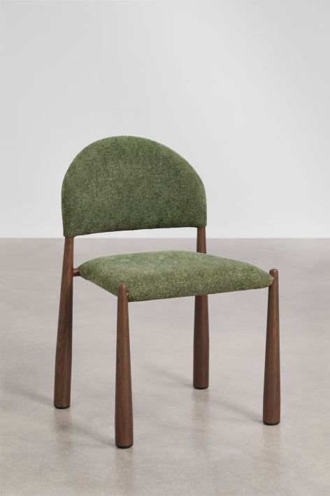 Set van 4 gestoffeerde eetkamerstoelen Nagore - Chenille Sage Green