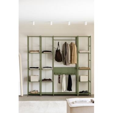 Open Modulair Kast Van 3 Delen Met 2 Stalen Planken Elviah Groen – Intens Olijf - Sklum