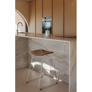 Pack Van 4 Hoge Krukken Met Rugleuning Van Staal Renee ↑65 Cm & Chroom & Kunstleren Koffie Vintage - Sklum