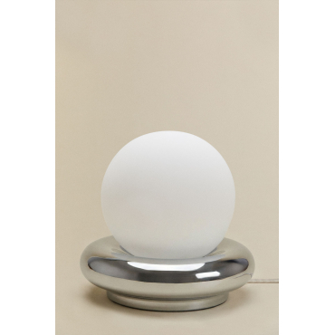 Tafellamp Van Keramiek Met Kryx Glazen Bol Grijs – Chroom - Sklum