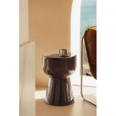 Ronde Bijzettafel Ø35 Cm In Dolomiet Kaly Bruin – Chocolade - Sklum