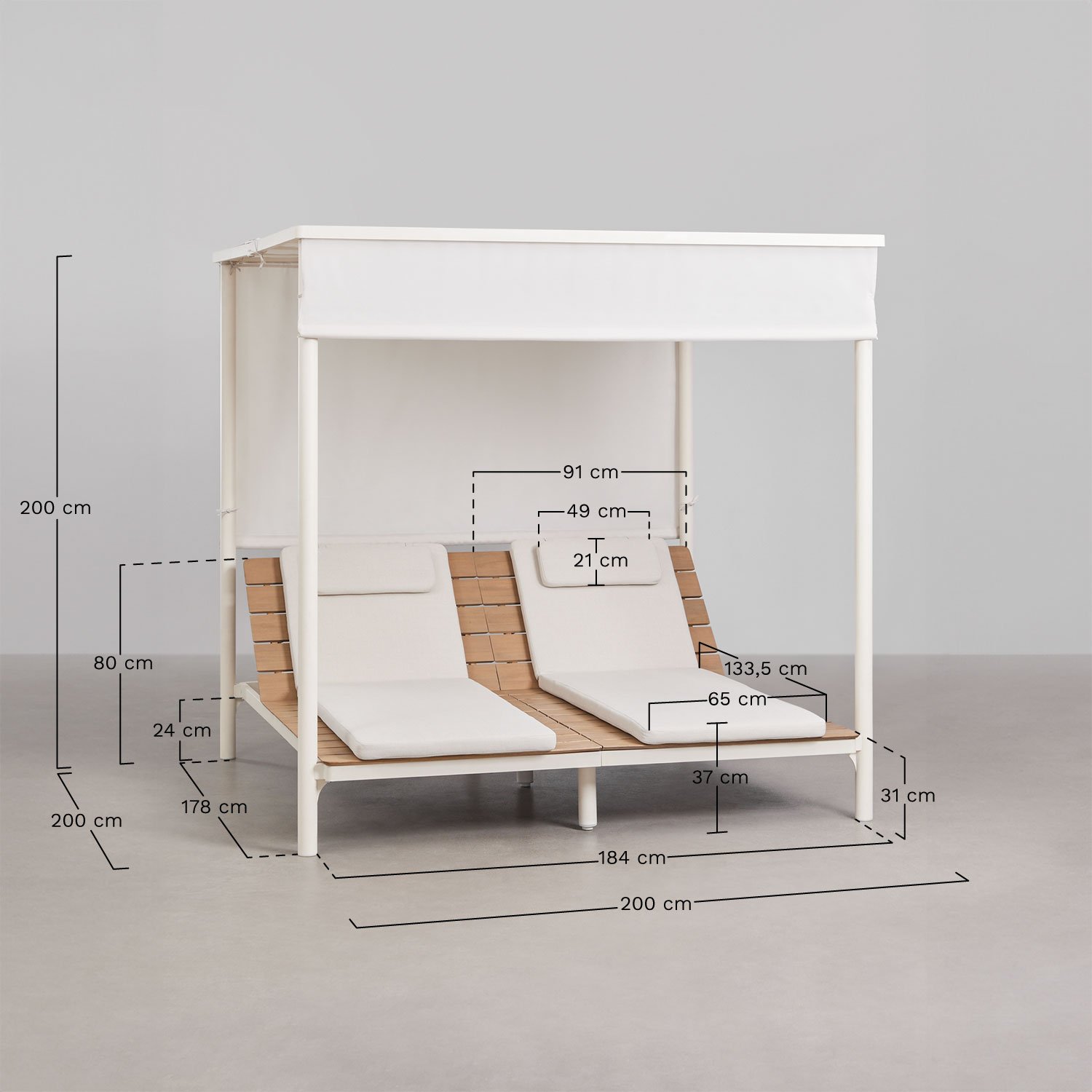 Reclameerbare Balinese bed van acaciahout Sirka, AFMETINGEN