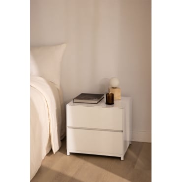 Rechthoekig Nachtkastje 50x45 Cm In Mdf Kivora Gardenia Wit - Sklum