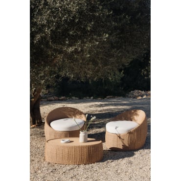Tuinset Met 2 Fauteuils En Salontafel Van Acaciahout En Synthetisch Riet Clarnyx Natuurlijk - Sklum